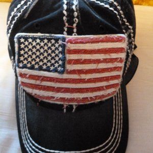 Special - Black Patriotic Baseball Hat w/ US Flag /sunwashed